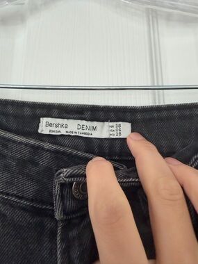 Bershka Women's High-Rise Black Washed Denim Jeans